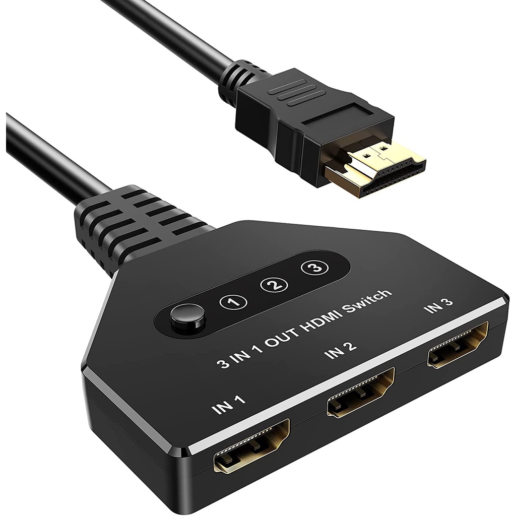 HDMI Splitter 4K, HDMI Switch 3 In 1 Out with HDMI Cable，3Port HDMI Splitter Manual HDMI