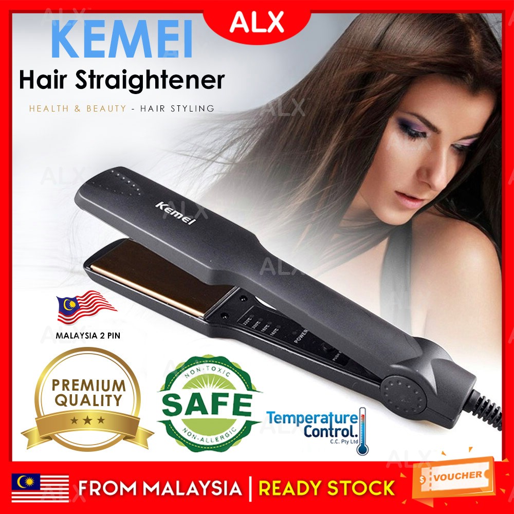 ALX KEMEI Professional Titanium Plate Perm Flat Iron Hair Straightener
