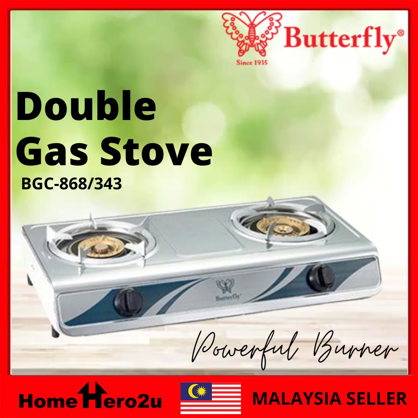 Butterfly Double Burner Gas Stove Cooker BGC868/343 Stainless Steel