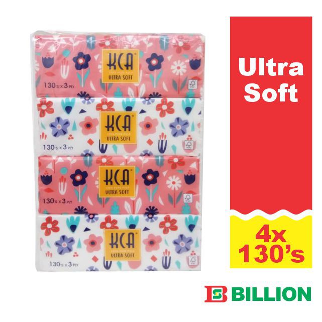 KCA Ultra Soft Facial Tissue Paper 3 Ply x 130's x 4 packs Shopee