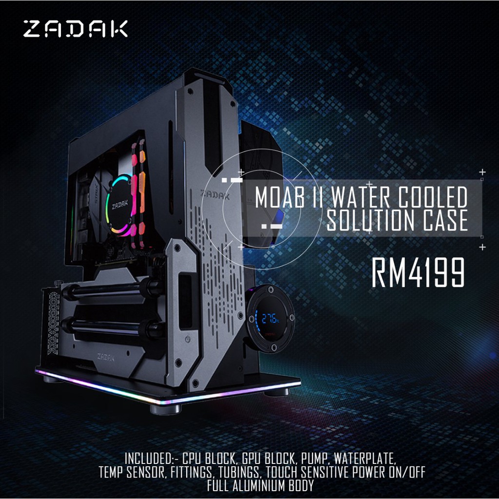  ZADAK MOAB II EVO CASE \ SILVER BLACK CUSTOM MOD WATERCOOL PC