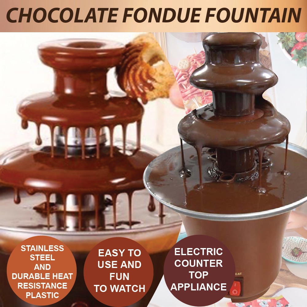 Mini Elegant Chocolate Lovers Fondue Fountain 3Tier Household Machine