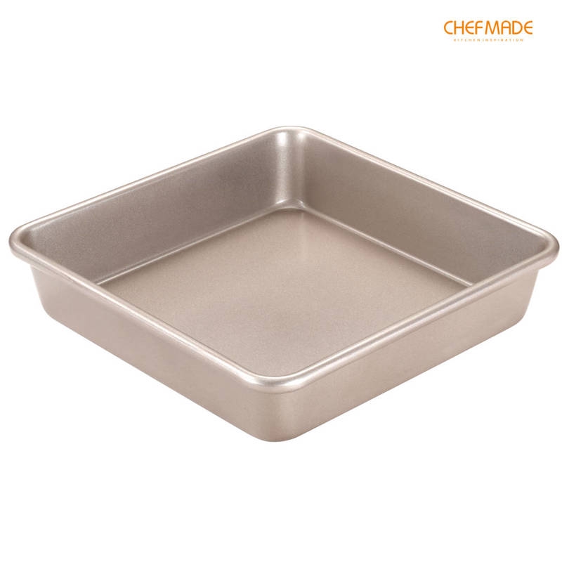 CHEFMADE 8 Inch NonStick Square Cake Pan Square Bakeware Loaf Pan Deep