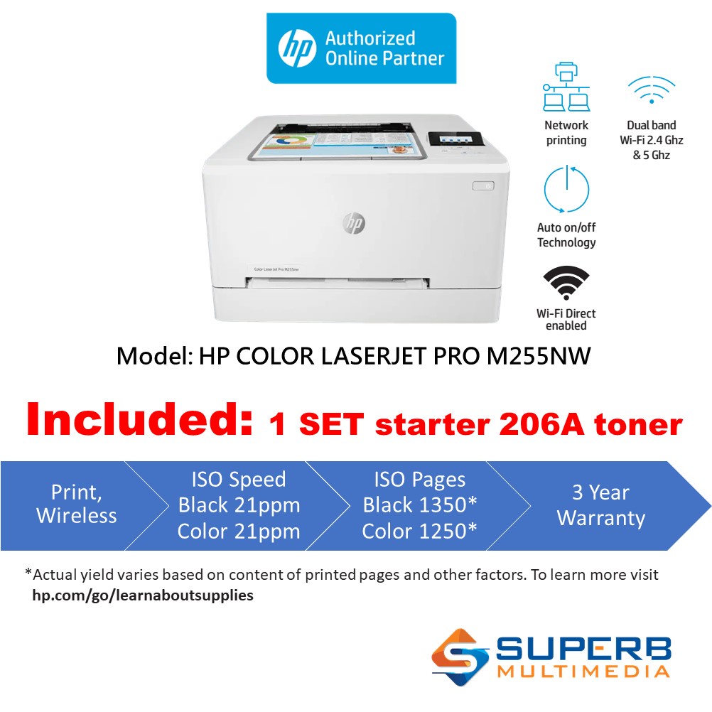 HP Color LaserJet Pro M255nw (Print, Network, Wireless) (T&G RM80