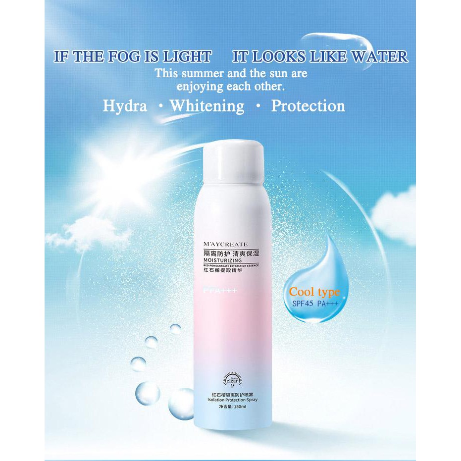 💕MayCreate Moisturizing Whitening Sunscreen Isolation Protection Spray💕 Shopee Malaysia