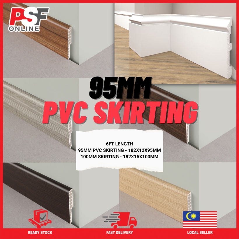 [6ft Length] 95/ 100mm Floor Skirting/ Vinyl Skirting/ PVC Skirting