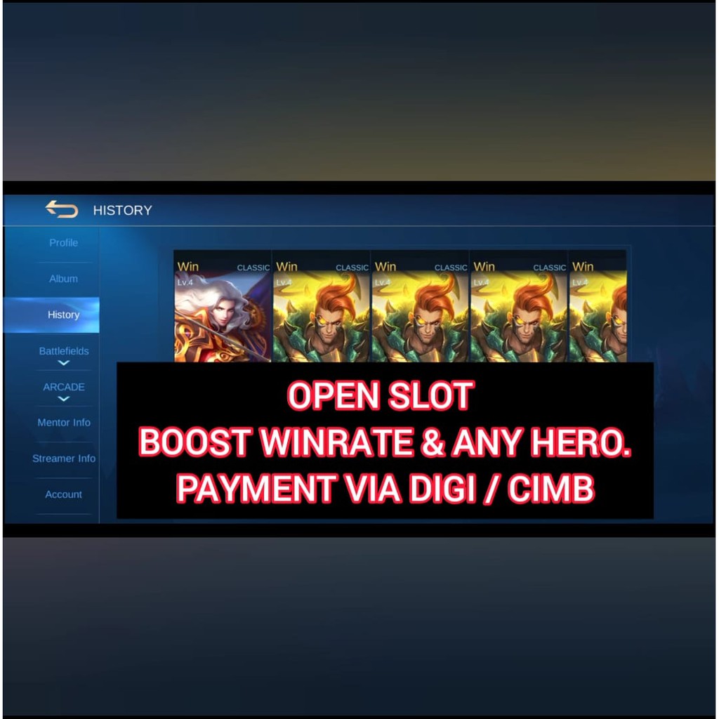 MOBILE LEGENDS WINRATE CLASSIC BOOSTER Shopee Malaysia