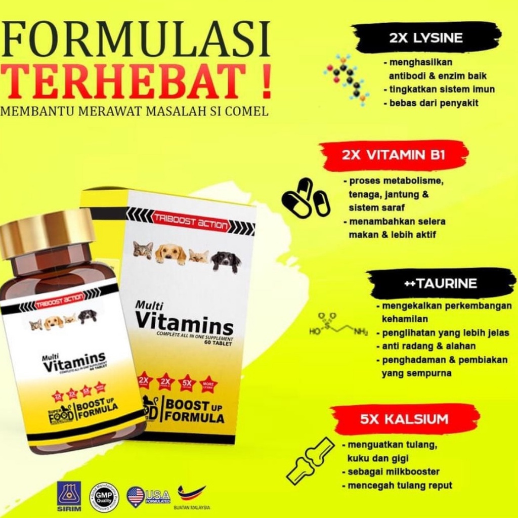 Superfood Vitamin Kucing Cat Booster Supplement Demam Selsema Hingus Lebat Bulu Kurap Gemok Kutu