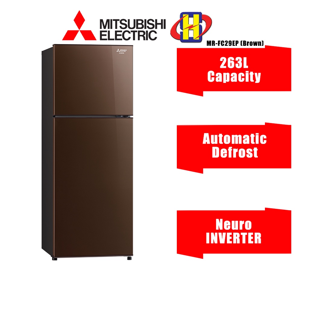 Mitsubishi Refrigerator (263L/Brown) Neuro Inverter 2Door Fridge MR