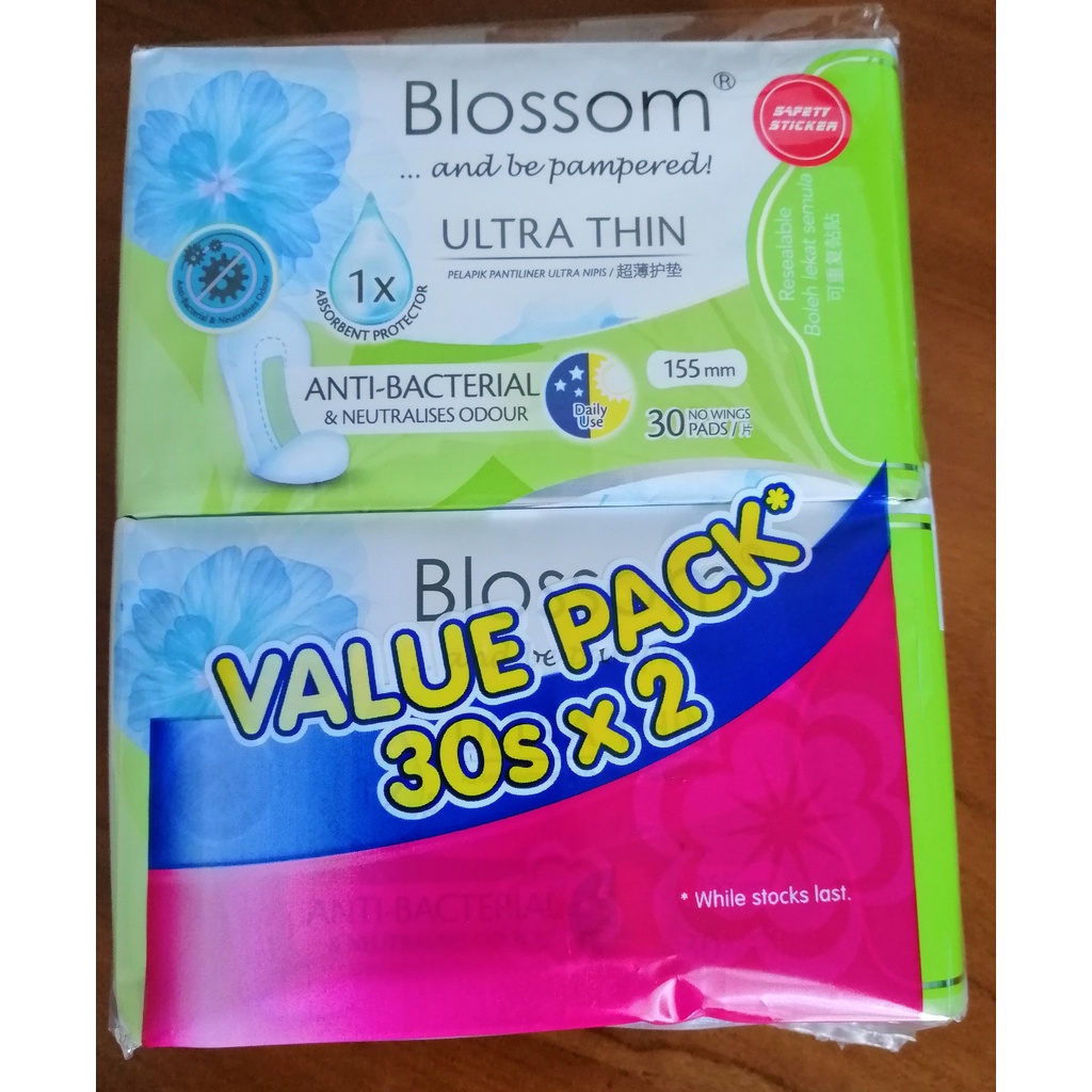 Blossom Pantyliner Ultra Thin Cottony Surface Twin Pack ( 30s x 2pkts