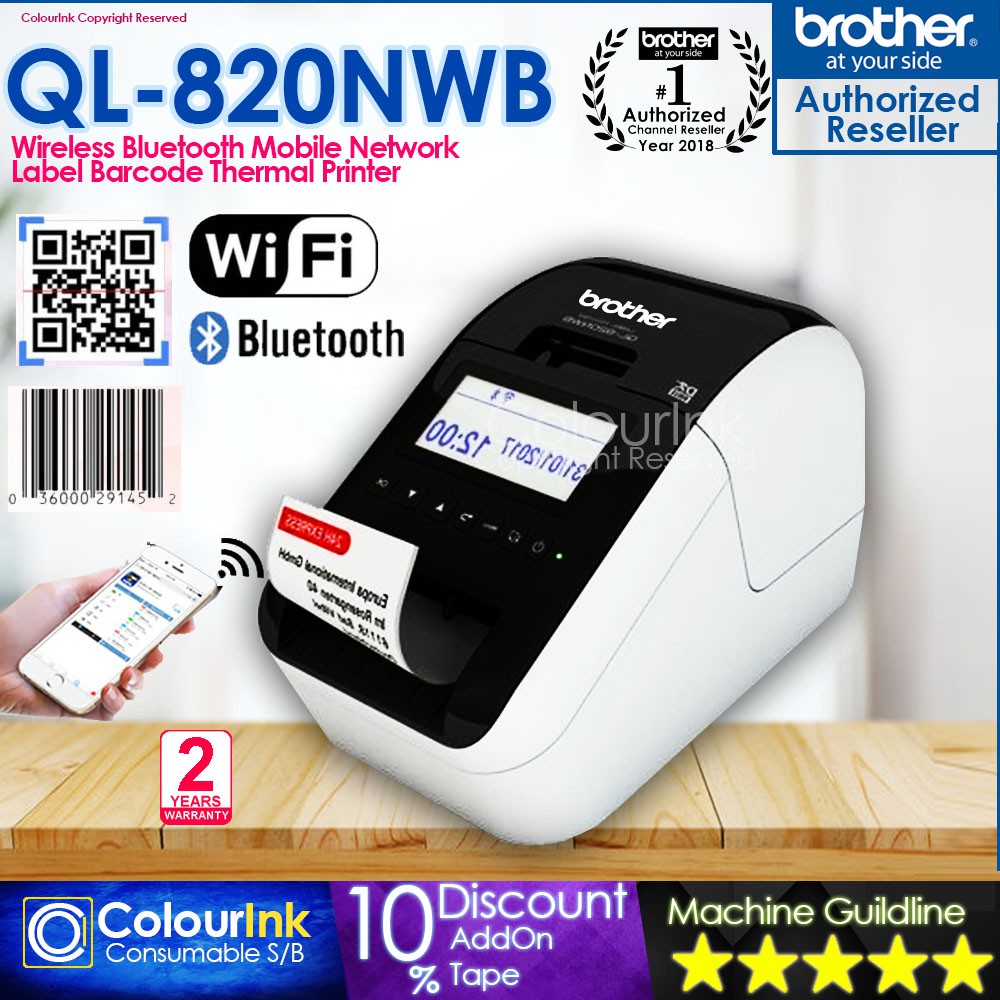 Brother QL820NWB Wifi Network Label Barcode Thermal Printer QL820/QL