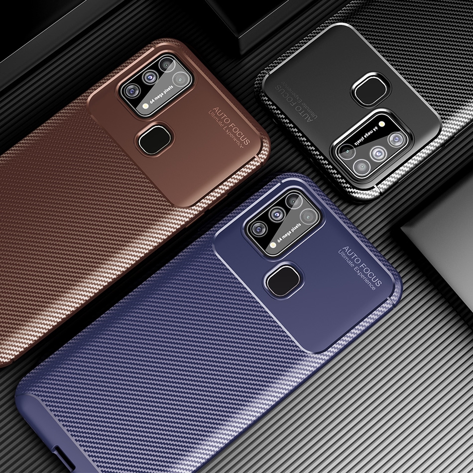 Samsung Galaxy M31 Silicone Rubber Carbon fiber Shockproof Back Case