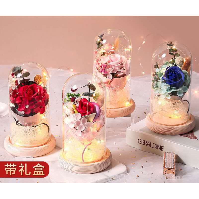 Romantic Valentine New Creative Tik Tok Glass Cover Soap Flower Gift