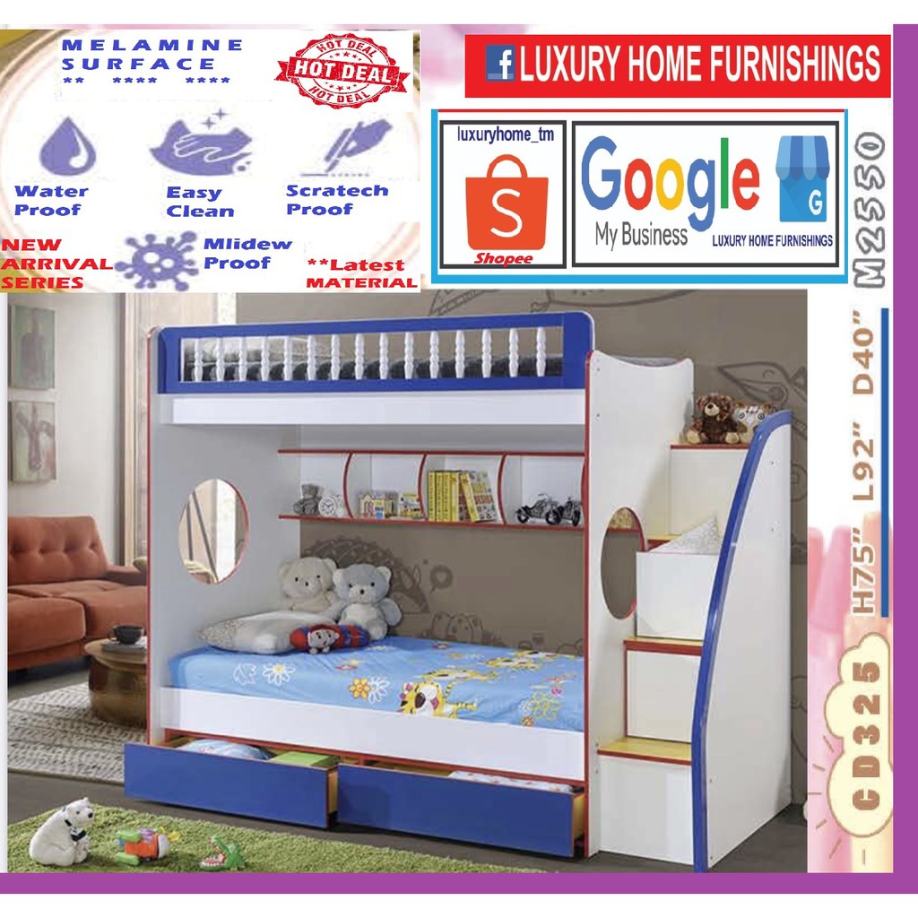 DOUBLE DECKER BEDS WITH STORAGE DRAWERS, MELAMINE SURFACE, JUNE 2020