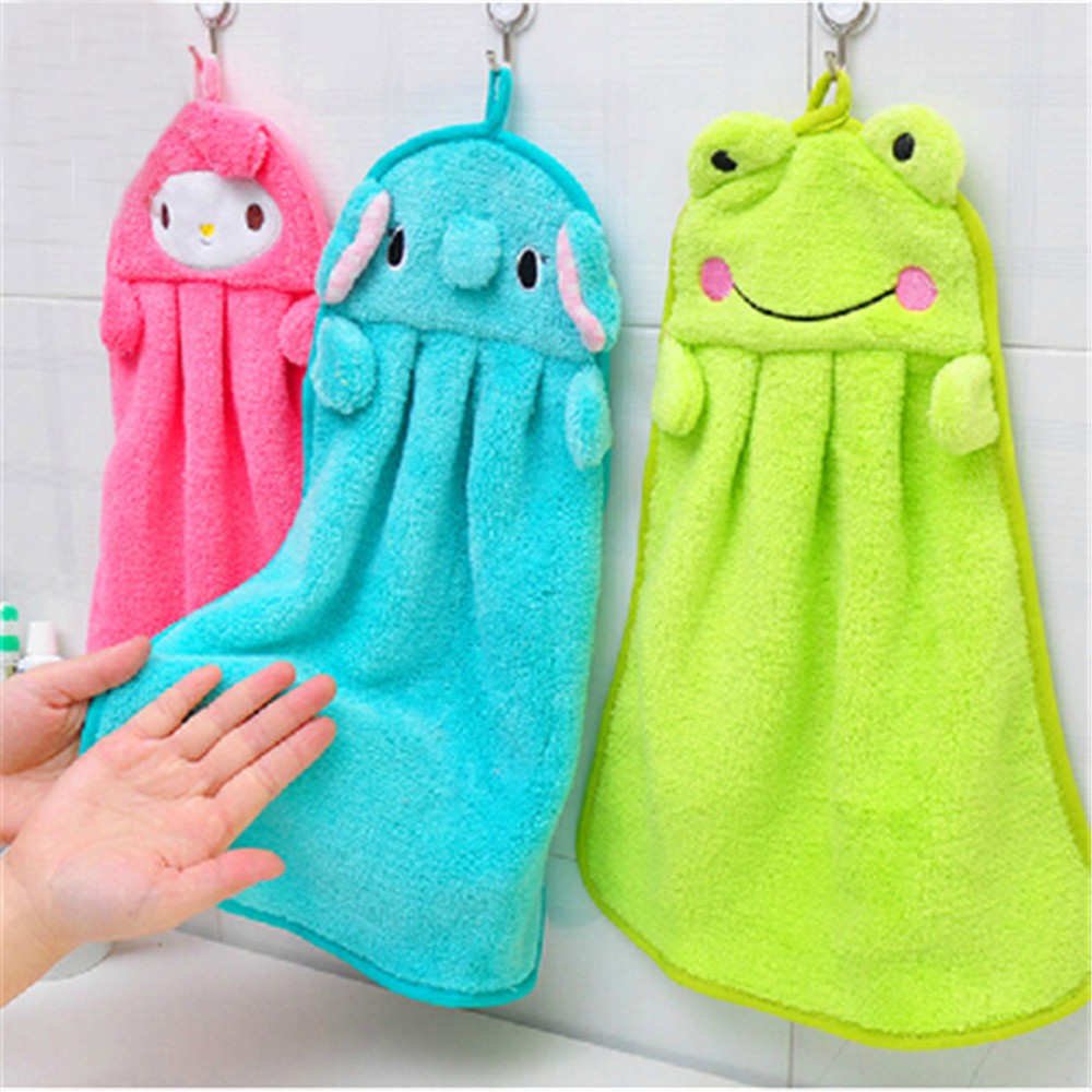 Hand Towel Cartoon Animal Pig Plush Kitchen Soft Hanging Wipe For
