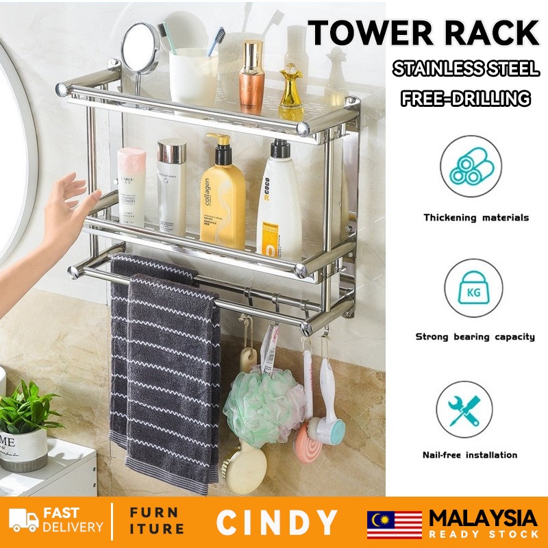 [Ready Stock] Stainless Steel Bathroom Rack Rak Bilik Mandi Bathroom