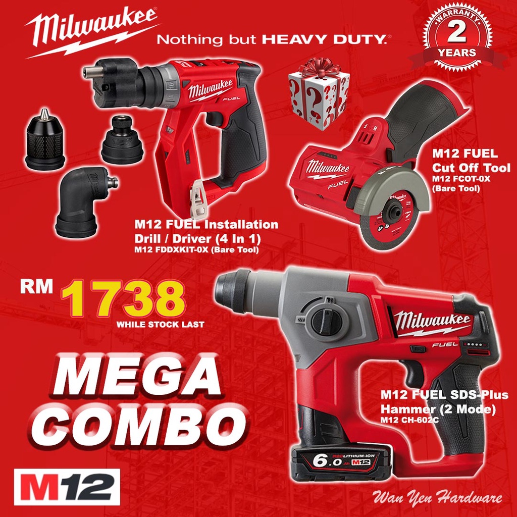 Milwaukee M12 Mega Combo M12 FDDX0 Installation Drill/Driver & M12 CH