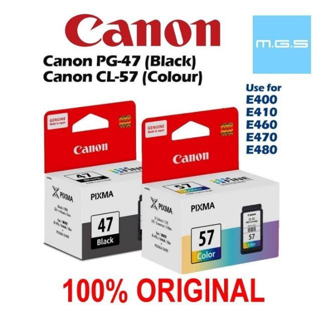 CANON ORIGINAL PG47 BLACK & CL 57 COLOR INK CARTRIDGE/ INK PRINTER CANON PG 47 HITAM & CL 57