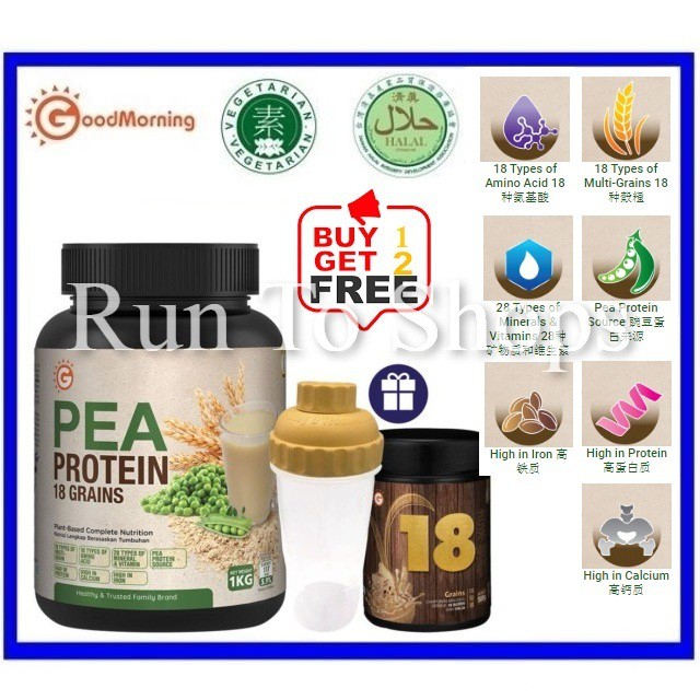 Good Morning Pea Protein 1kg 18 Grains PlantBased Complete Nutrition