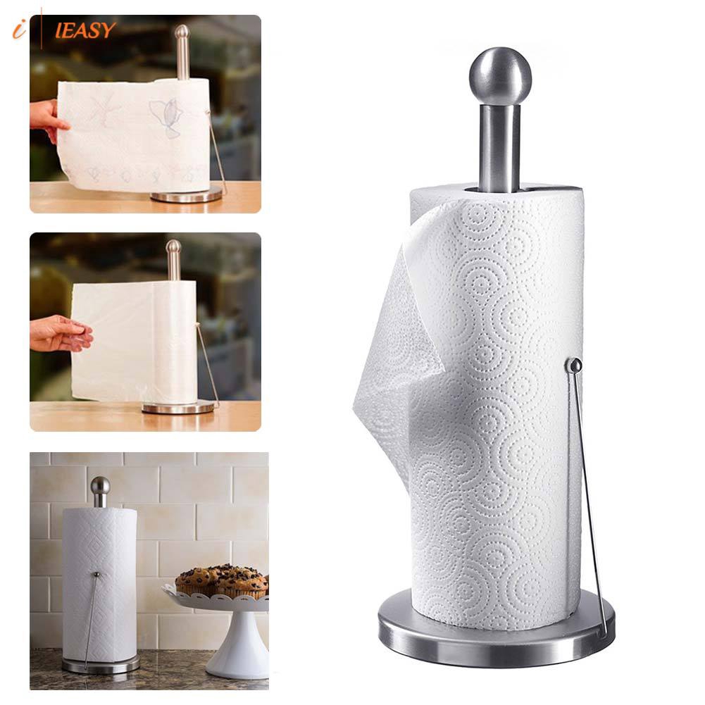Kitchen NonSlip Stainless Steel Tissue Paper Towel Holder Pole Stand