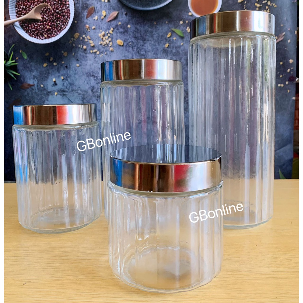Glass Canister With Plastic Lid / Canister Kaca Dengan Tudung Plastik