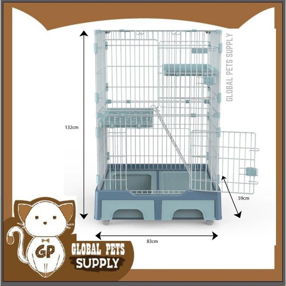 (Mega Sales) Global Pets Supply Multi Purpose Premium 2 Level Cat Cage