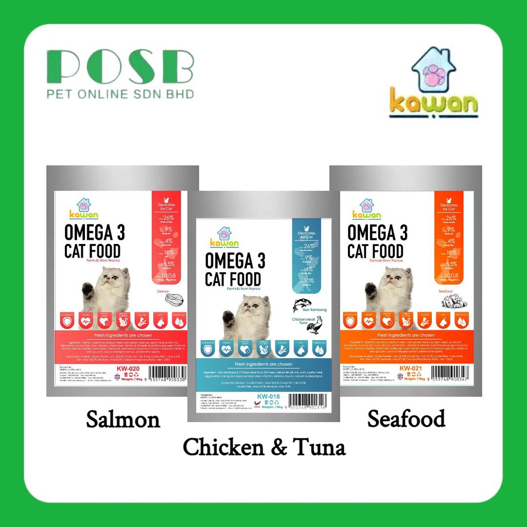 KAWAN Omega 3 Cat Food 8kg / Makanan Kucing 8kg Shopee Malaysia