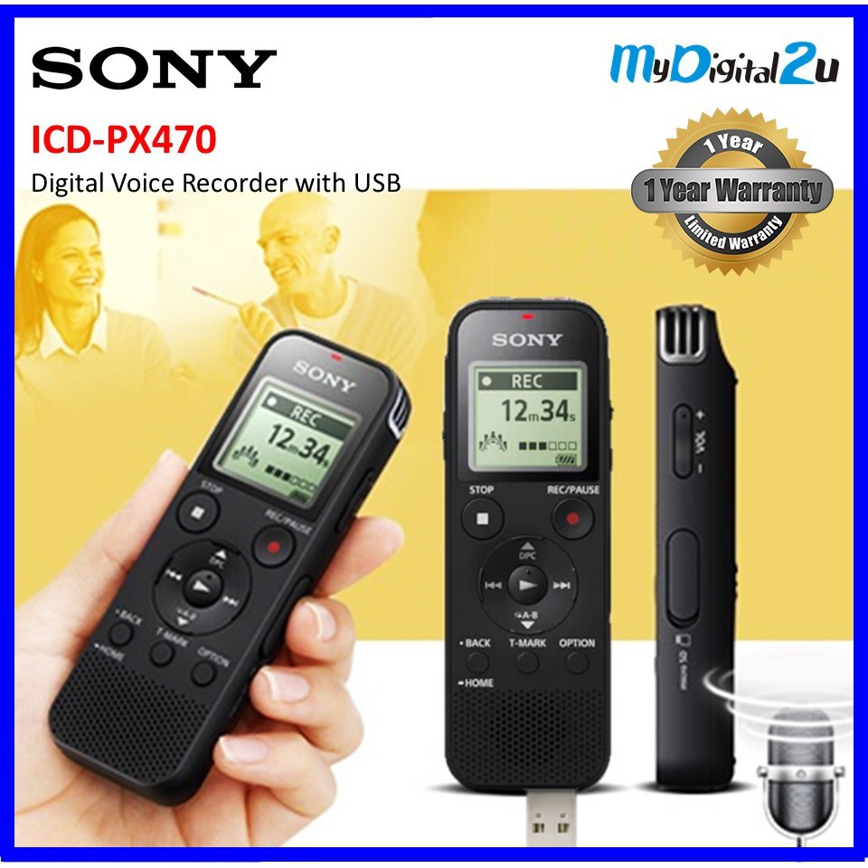Sony ICDPX470 4GB Digital Voice Recorder With USB (Black) Shopee