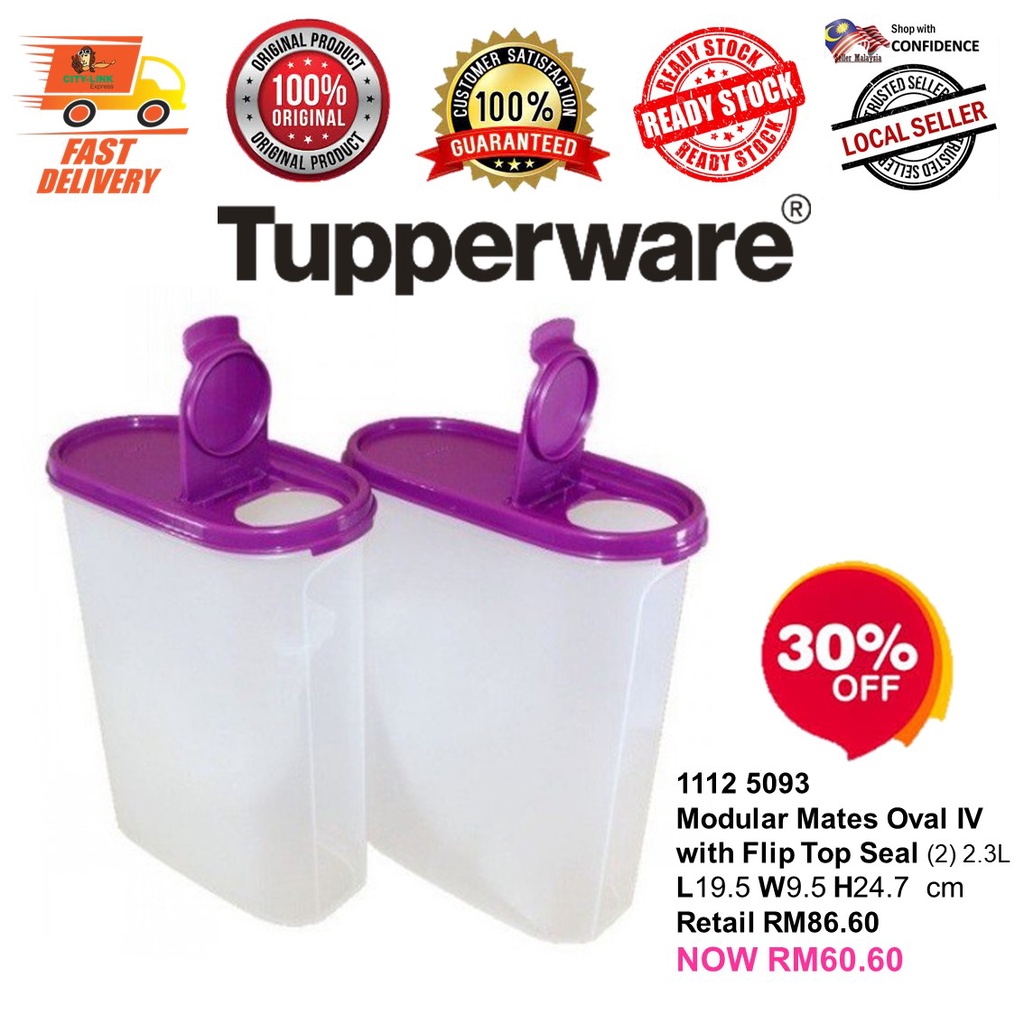Tupperware Modular Mates Oval IV with Flip Top Seal (2 pc) 2.3L (1112