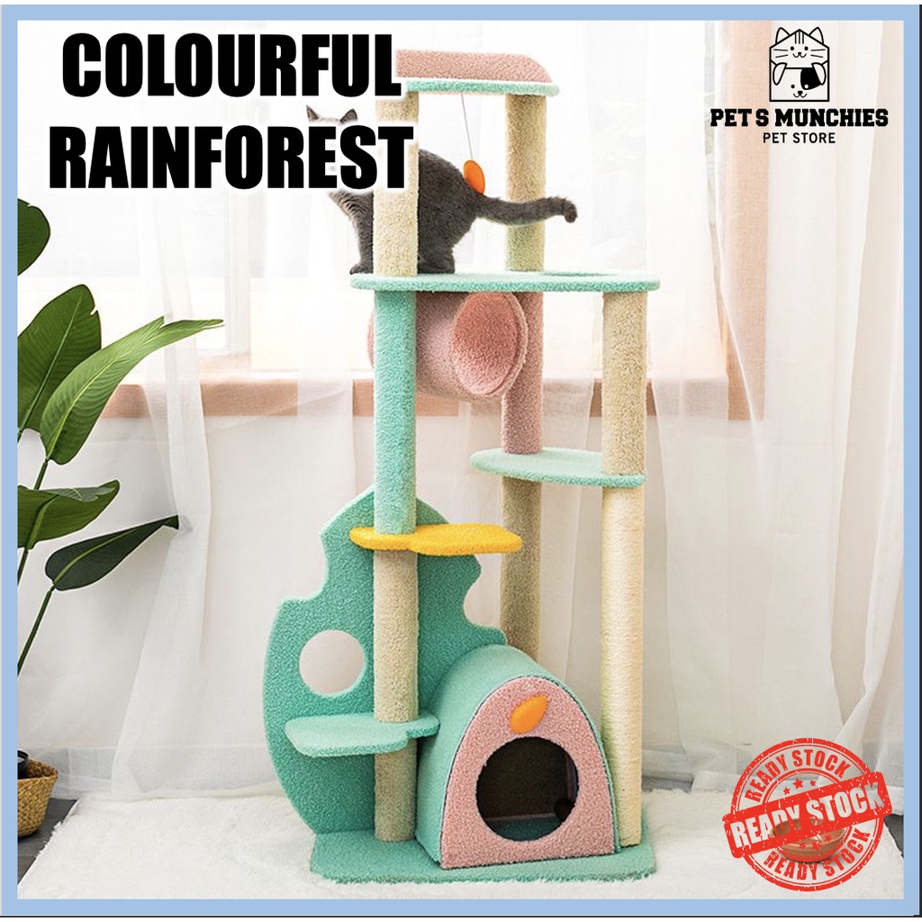 Colourful Rainforest Cat Tree Pokok Kucing Cat Condo Kucing Penggaruk