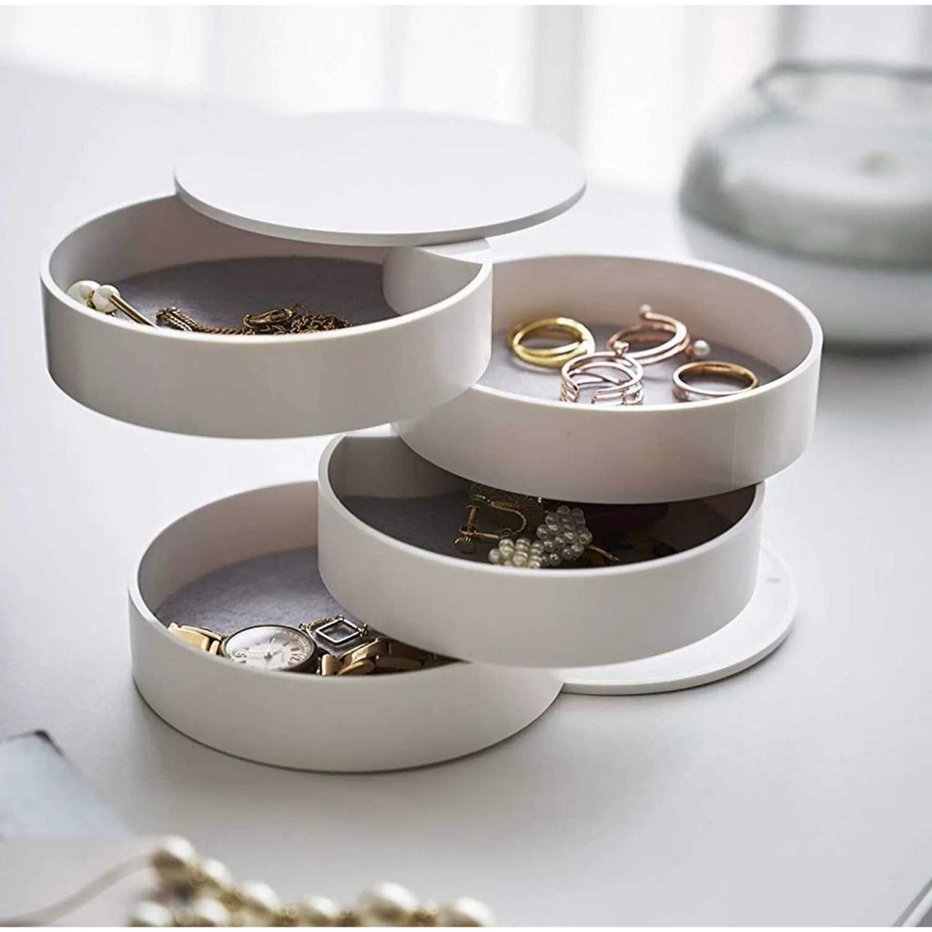 4 Layer 360 Degree Rotating Jewelry Storage Box Cosmetic Organizer