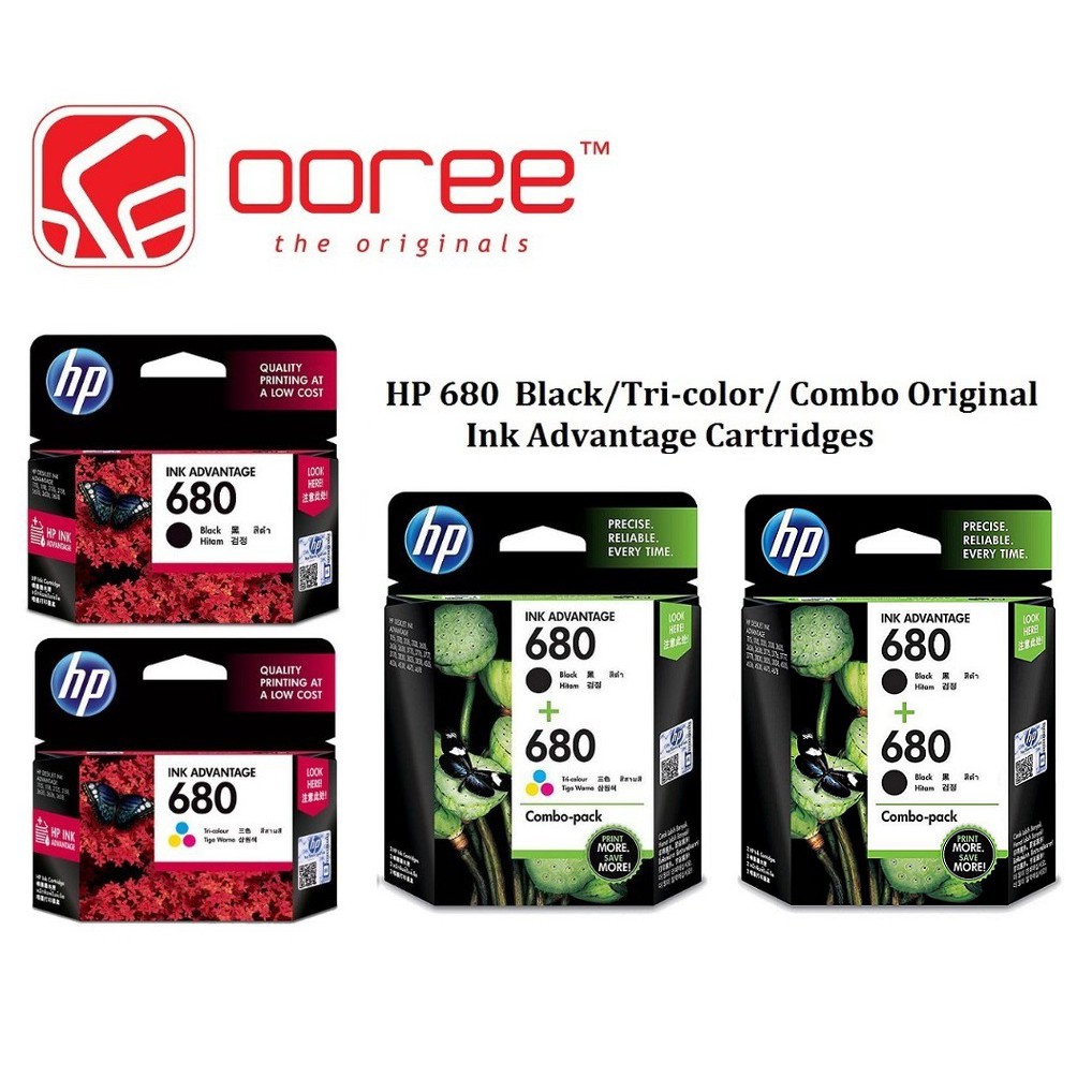 [ORIGINAL] HP 680 BLACK, COLOUR, TWIN PACK PACK (B+C) INK