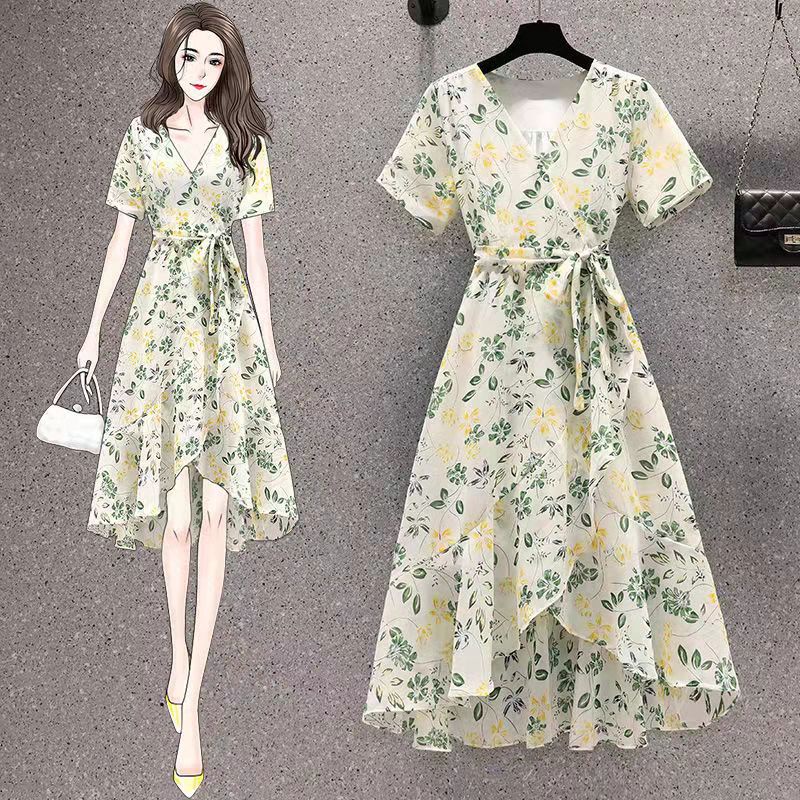 Chiffon Dress Women Floral Print Long Sleeve Cute Elegant Dress Shopee Malaysia