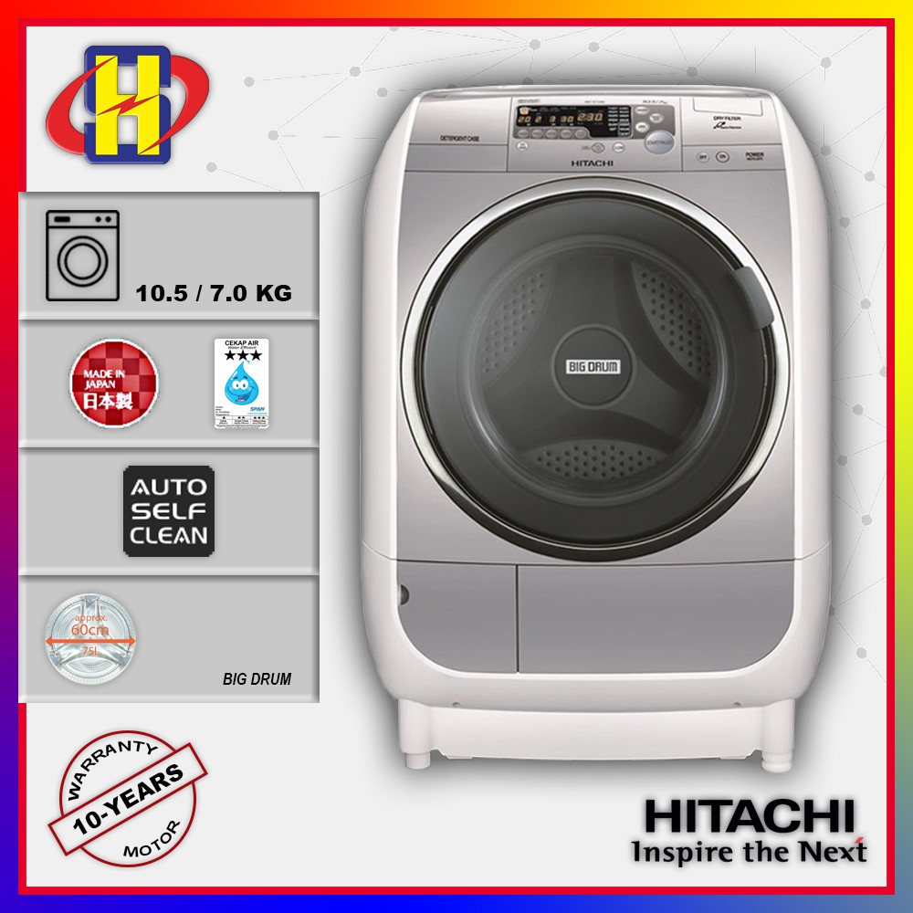 [KL Delivery ] HITACHI WASHER DRYER 10.5KG / 7KG MADE IN JAPAN BDW1500 Shopee Malaysia