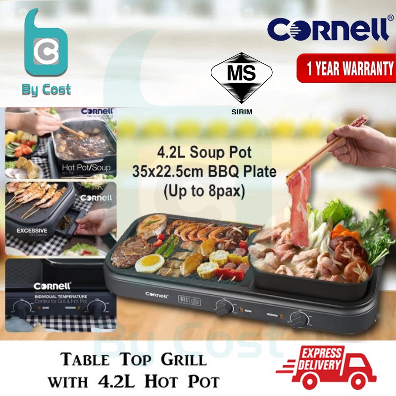 Cornell Table Top Grill & Hot Pot CCGEL98DT Steamboat grill,Non Stick