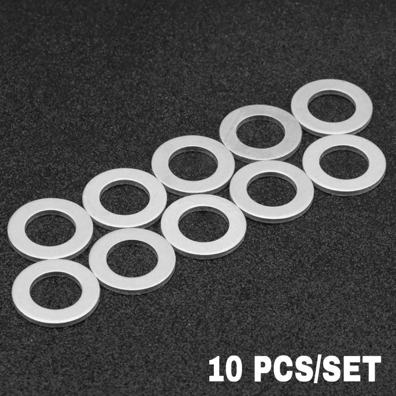 10pcs/set Aluminum Oil Pan Drain Sump Gaskets Engine Oil Plug Pan Drain