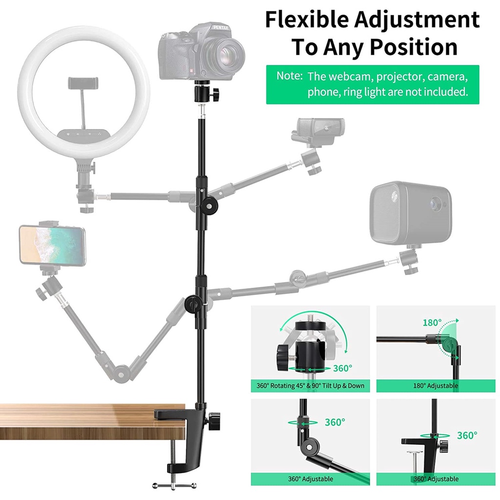25 Inch Foldable Flexible Overhead Camera Bracket with