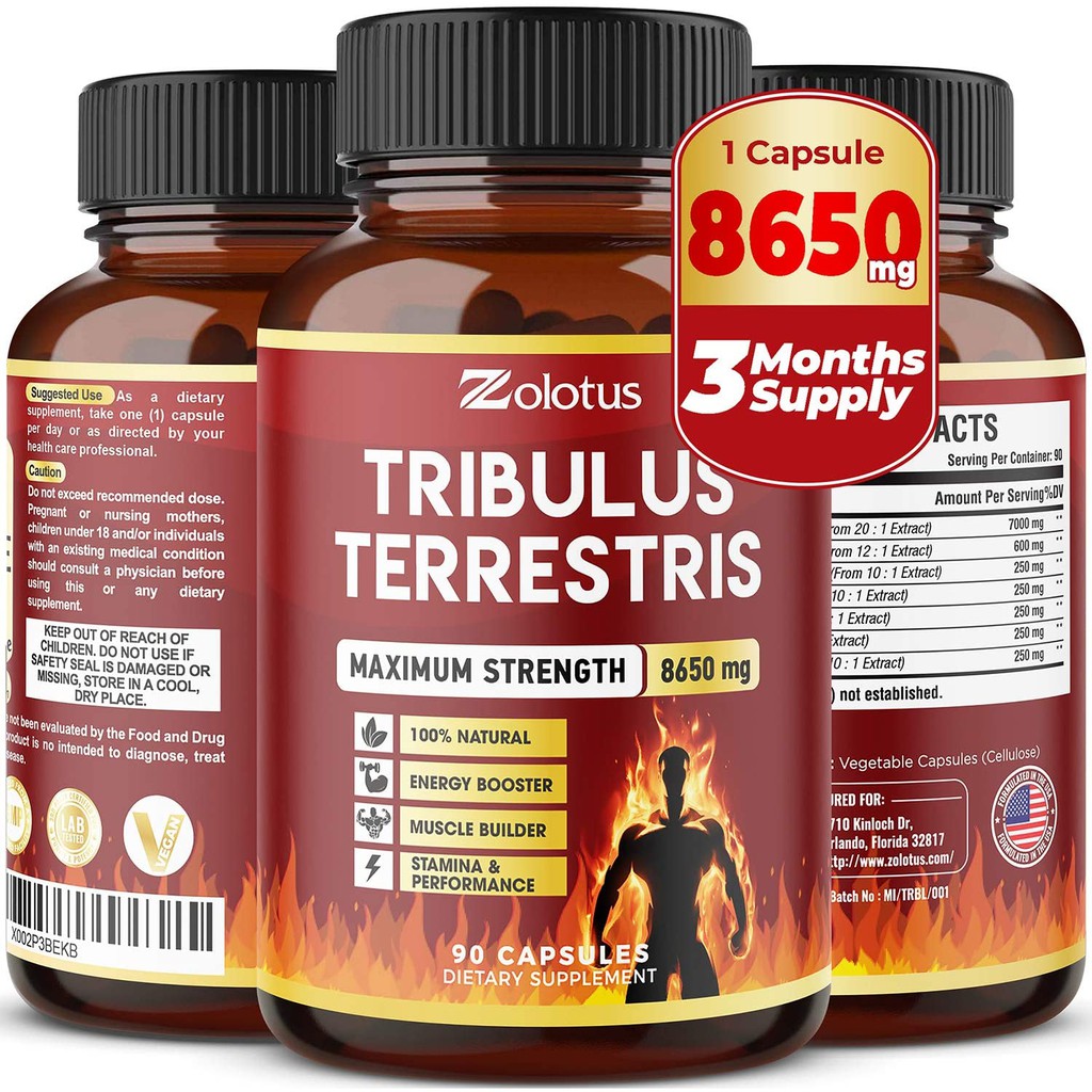 Zolotus Tribulus Terrestris, 8650mg Per Capsule, Highest Potency with