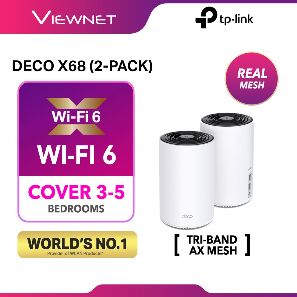TpLink Deco X68 2 Pack AX3600 Whole Home Mesh WiFi 6 System Deco X68 1