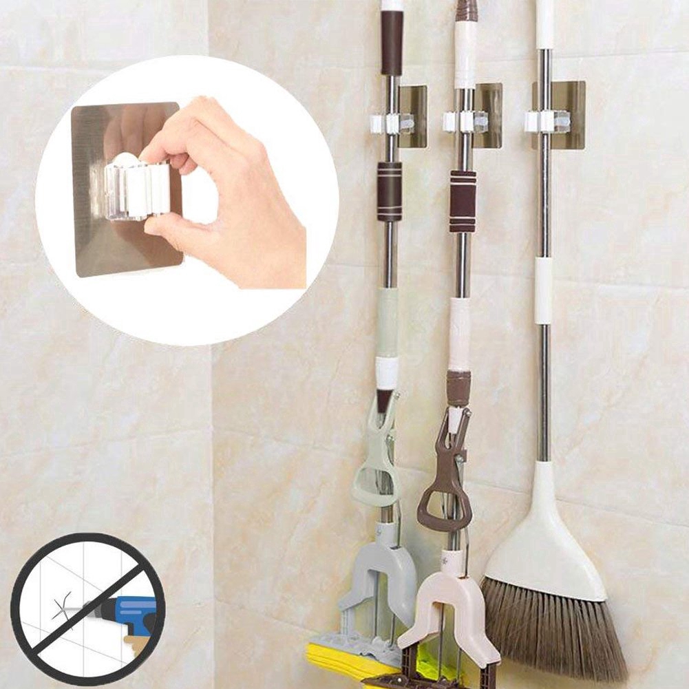 Super Sticky Bathroom Wall Mount Magic Mop and Broom Holder Hanger