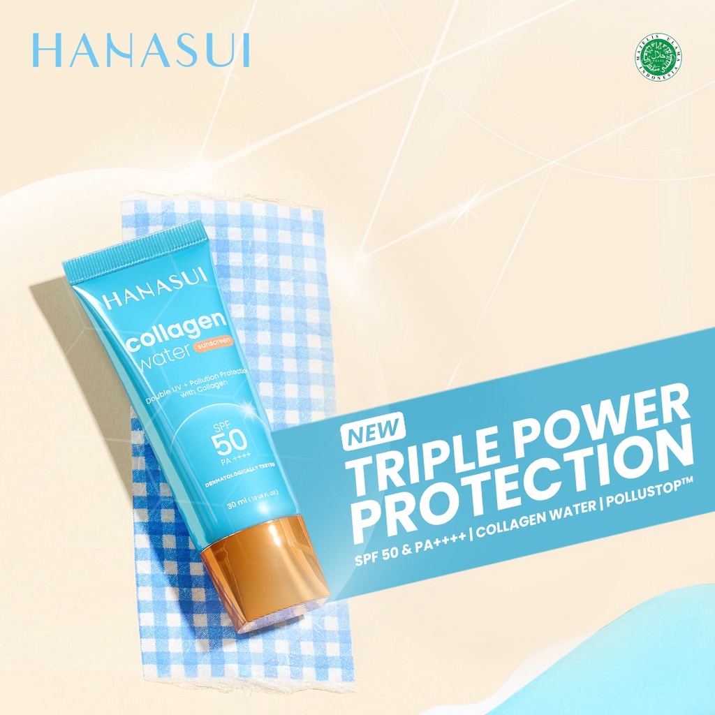 Hanasui Collagen Water Sunscreen SPF 50 PA++++ 30ml BPOM Original Sun
