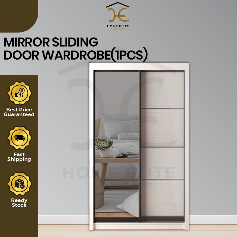 HOME ELITE Sliding Doors Wardrobe Almari Baju / AntiJump / 2 Sliding