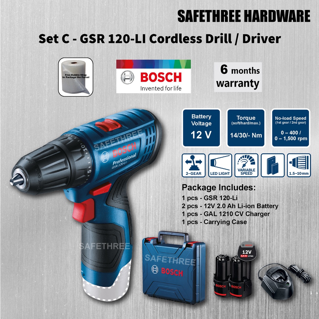 Bosch GSR120LI Gen 2 Cordless Drill Screwdriver with 12V 2.0AH Battery
