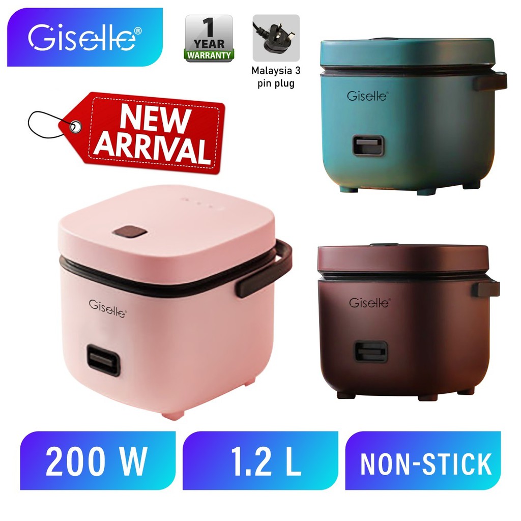 Giselle Mini Rice Cooker 1.2L with Nonstick Pot and Steamer 200W