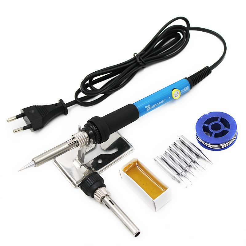 60W Electric Soldering Iron With 6pcs Iron Tip Stand Solder Wire Repair