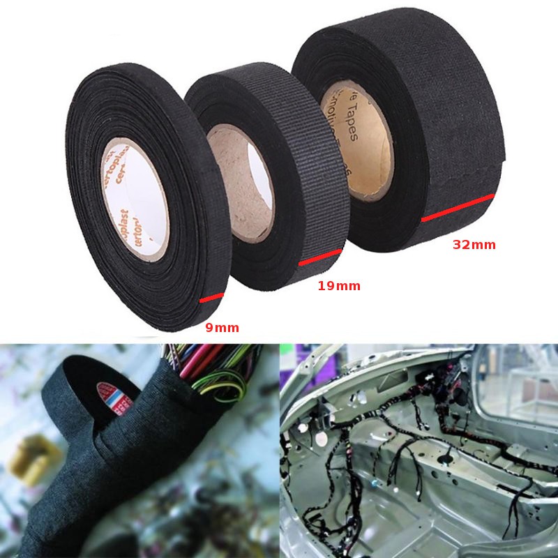 15m Adhesive Cloth Wiring Harness Wire Tape Car Heat Sound Isolation