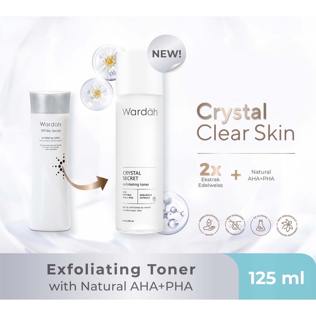 Wardah Crystal Secret Exfoliating Toner with Natural AHA+PHA 125ml