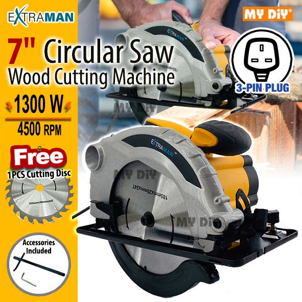 MYDIYHOMEDEPOT EXTRAMAN 7 1/4" CIRCULAR SAW MACHINE 1300W (185mm