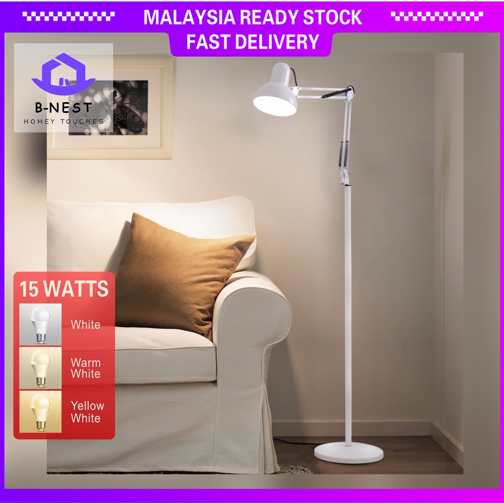 BNEST Ikea Style LED Floor Lamp Stand Lamp Study Lamp Reading Lamp Flexible Swing Arm Eruopean