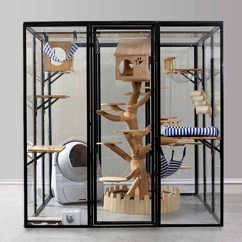Cat Villa Solid Wood Cat Cage Super Large Free Space MAOSHE Pet Shop